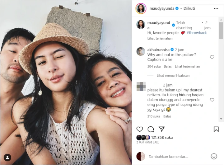 Maudy Ayunda Foto Bareng Orang-Orang Favoritnya, Sang Adik Langsung Protes