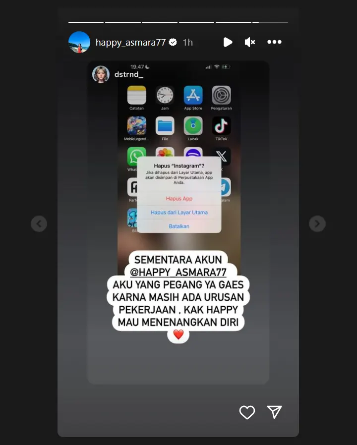 Instagram Happy Asmara dikelola tim