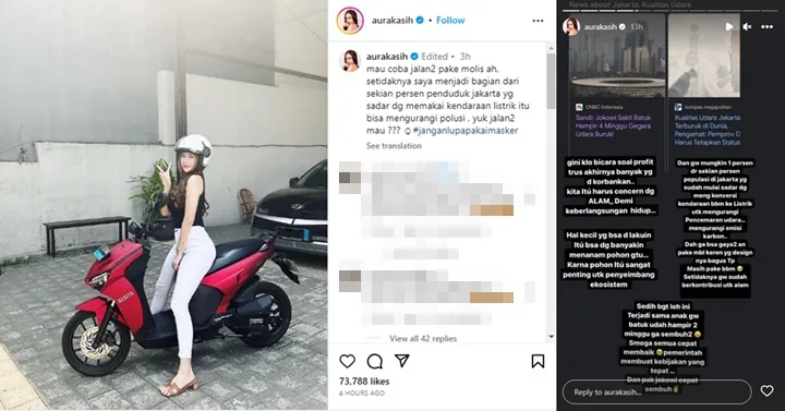 Aura Kasih Ajak Pakai Kendaraan Listrik Untuk Kurangi Polusi, Sabrina Chairunnisa: Bukan Solusi