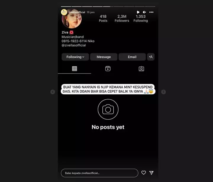 Ziva Magnolya Bingung Akun Instagramnya Tiba-tiba Hilang, Tanyakan Salahnya