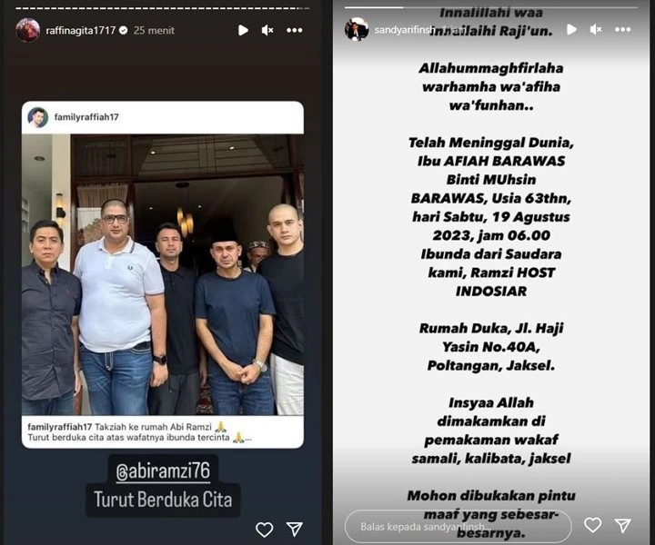 Ramzi Berduka Ibu Meninggal Dunia, Raffi Ahmad Turut Berbelasungawa Ramzi Berduka Ibu Meninggal Dunia, Raffi Ahmad Turut Berbelasungawa