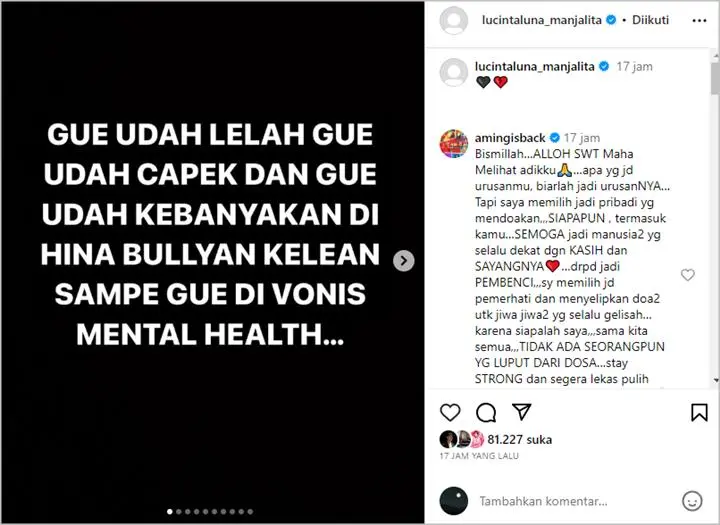Lucinta Luna Sebut Divonis Alami Masalah Mental Hingga Tutup Akun, Kondisi Terungkap