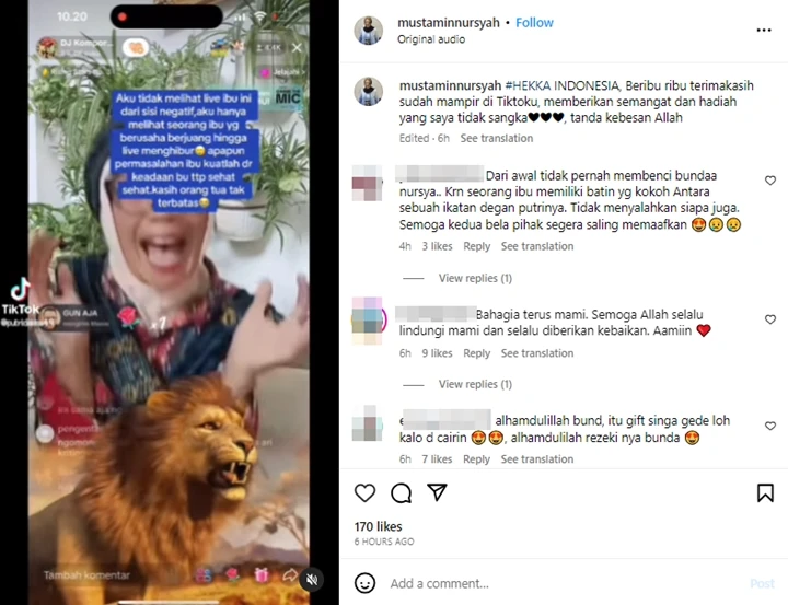 Ibu Indah Permatasari Menjerit Dapat Saweran Singa