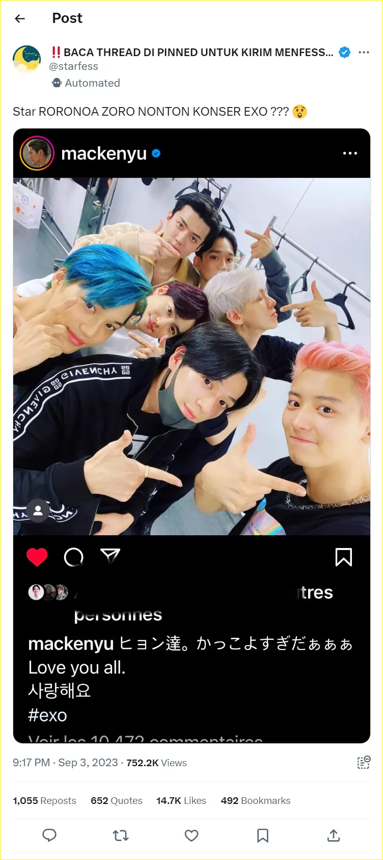 Mackenyu datang ke konser EXO
