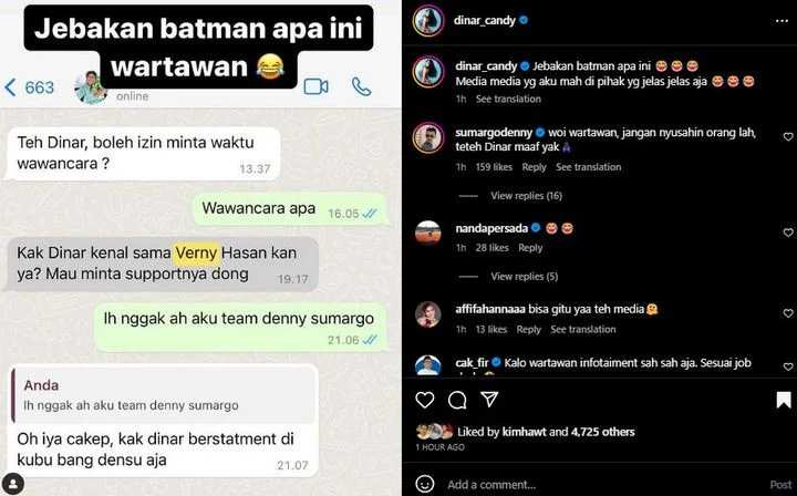 Densu Minta Maaf ke Dinar Candy Gara-Gara Wartawan