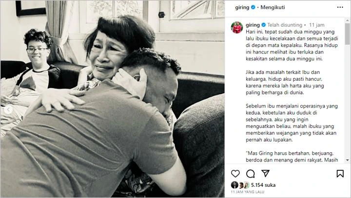 Hati Giring Ganesha Hancur Lihat Kondisi Sang Ibu Usai Alami Kecelakaan di Depan Matanya