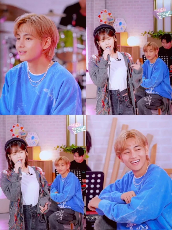 V BTS Tunjukkan Reaksi Heboh Tanggapi IU yang Nyanyikan \'Love Me Again\'