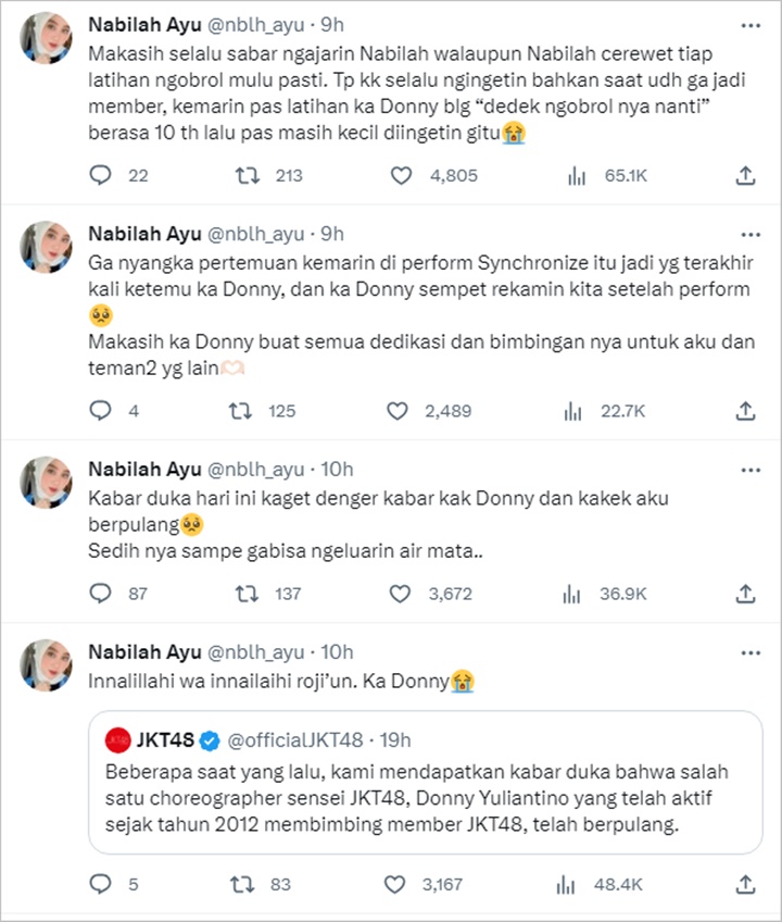 Nabilah Eks JKT48 Nyesek Ditinggal 2 Orang Terdekat Sekaligus