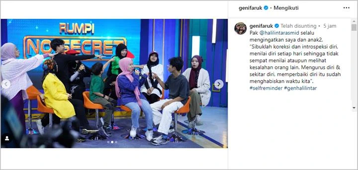Geni Faruk Ibunda Thariq Halilintar Selalu Diingatkan Sang Suami Soal Introspeksi Diri