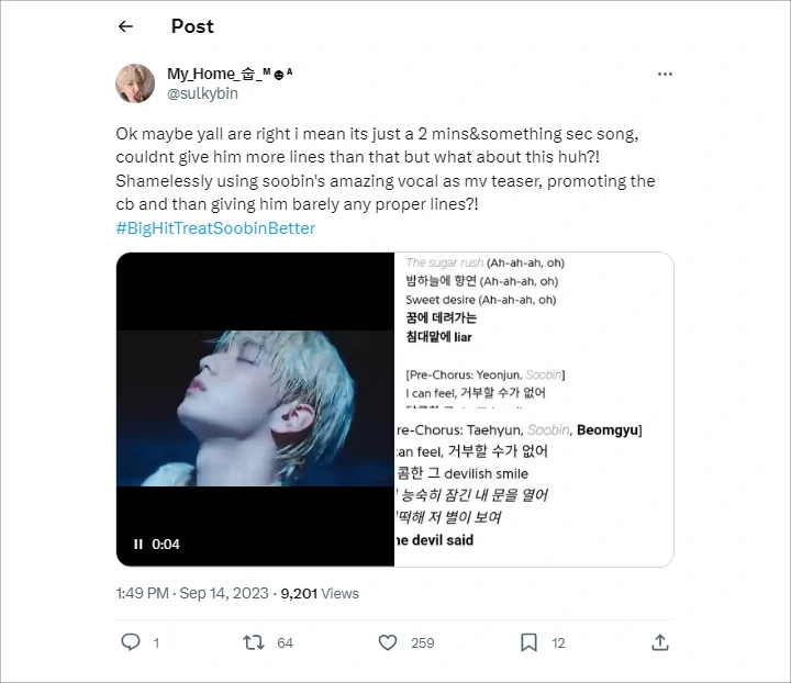 Soobin Dapat Jatah Nyanyi dan Screentime Sedikit di Lagu TXT, Fans Protes ke Agensi