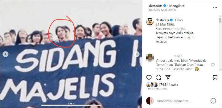 Desta Pamer Foto Jadul Saat Jadi Aktivis dan Ikut Demo 1998, Parasnya Bikin Bingung