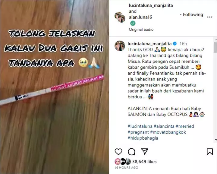 Baru Beri Kejutan Test Pack Dua Garis, Lucinta Luna Sedih LDR dengan Alan