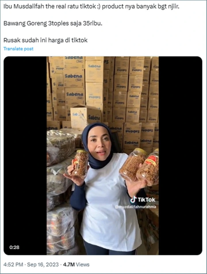 Muzdalifah Mantan Istri Nassar Rajin Jualan di TikTok, Harga Terlalu Murah Tuai Kritik