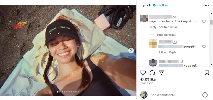 Senasib Pevita Pearce, Yuki Kato Unggah Pesan Bijak Usai Diejek Tua-Keriput