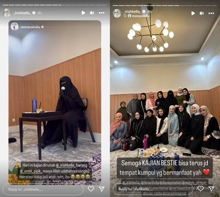 Undang Teman Artis, Irisih Bella Bercucuran Air Mata Saat Gelar Kajian di Rumah
