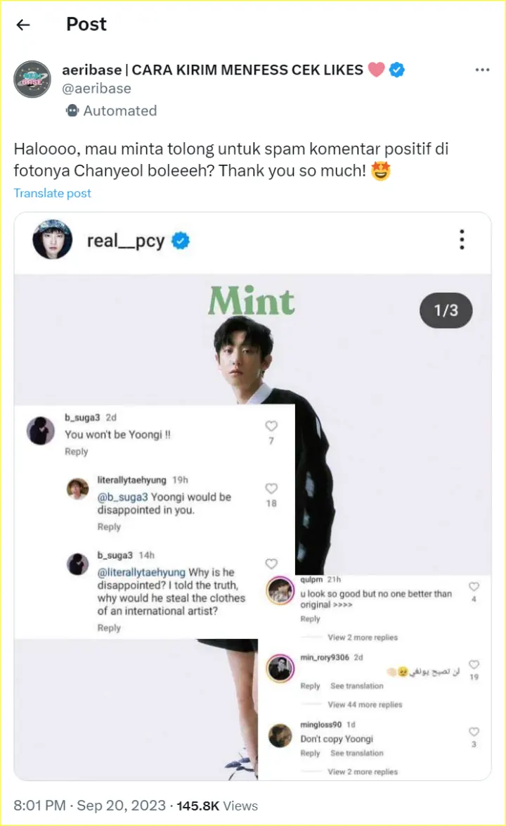Post Chanyeol EXO dikomentari jahat Army