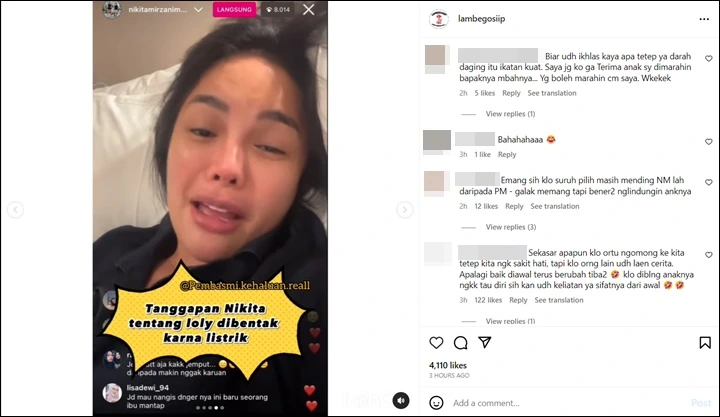 Viral Lolly Dimarahi Mami Eda Perkara Listrik, Nikita Mirzani Tak Terima