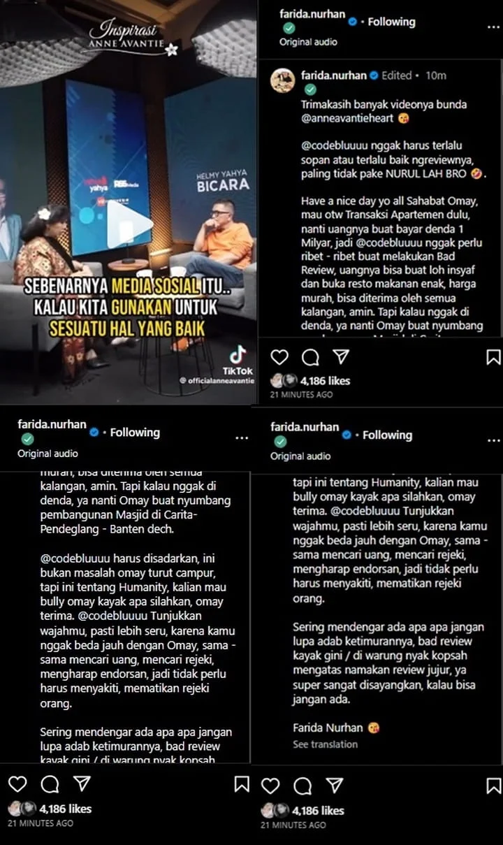 Farida Nurhan Tantang Codeblu Singgung Soal Adab