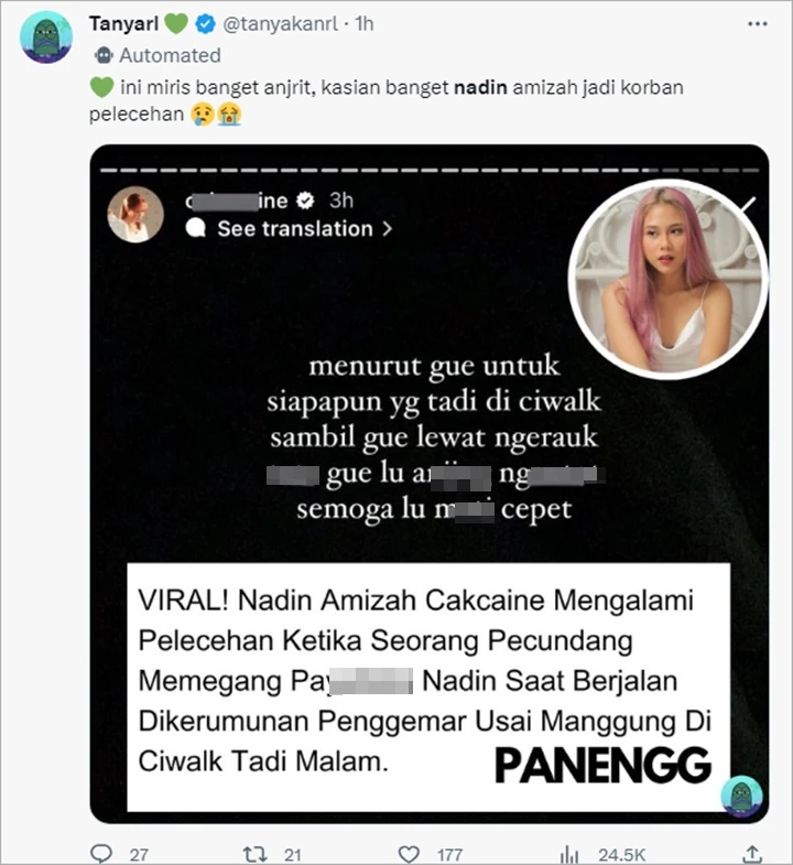 Viral Video Saat Nadin Amizah Teriak Kesakitan Usai Bagian Intim Disentuh Paksa