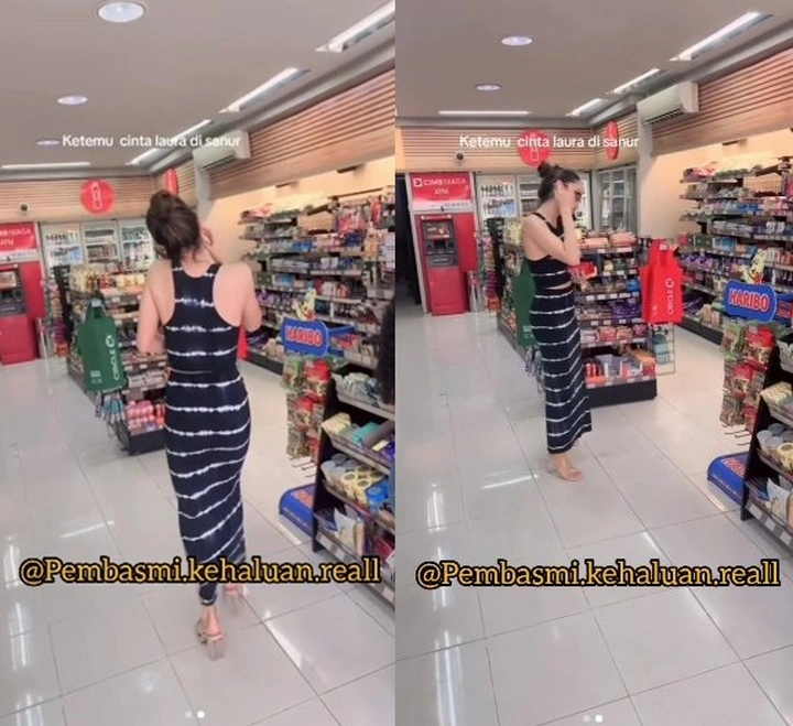 Cinta Laura Tampil Sederhana di Mini Market
