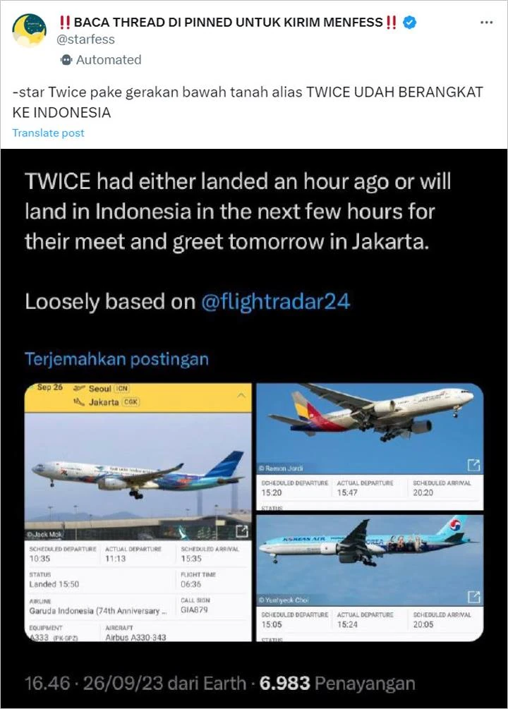 TWICE Ternyata Baru Berangkat ke Jakarta Usai Dikabarkan Terbang Diam-Diam
