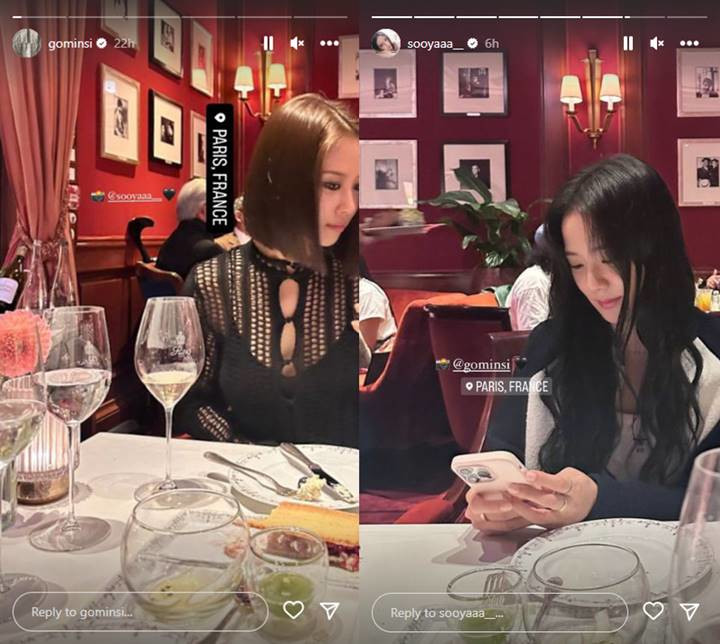 Jisoo BLACKPINK dan Go Min Si di restoran Prancis