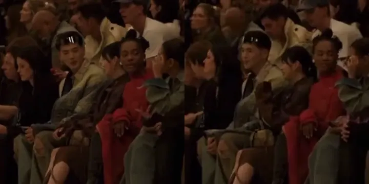 BM KARD dan Giselle aespa mengobrol di Paris Fashion Week 2023