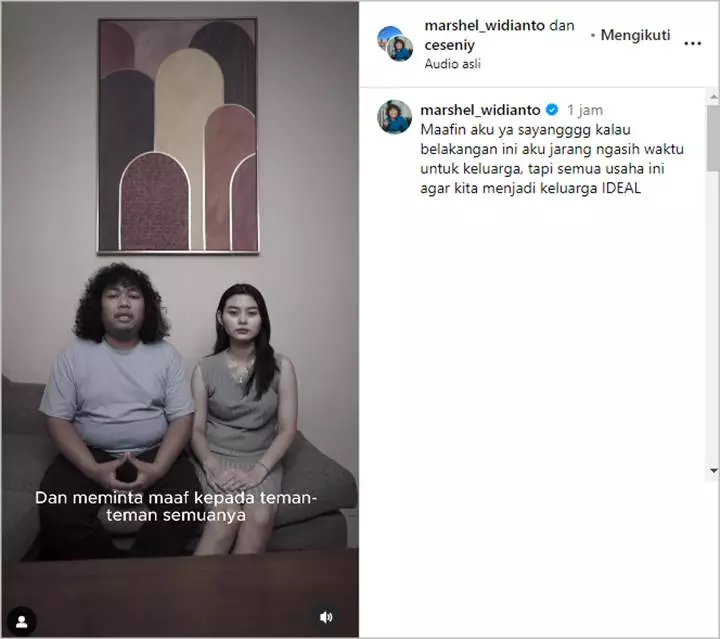 Marshel Widianto dan Cesen Saling Minta Maaf Usai Gaduh, Ending Klarifikasi Justru Sudah Tertebak