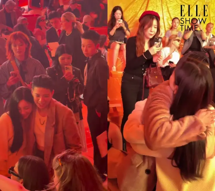 momen Taeyeon SNSD dan Amber Liu f(x) pelukan di Paris Fashion Week