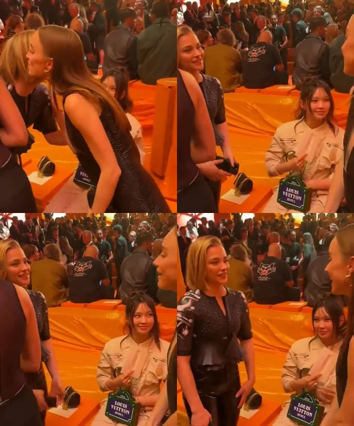 Hyein NewJeans Pasang Gestur Tak Biasa Saat Lihat Chloe Moretz Cium Kenalan di PFW 2023