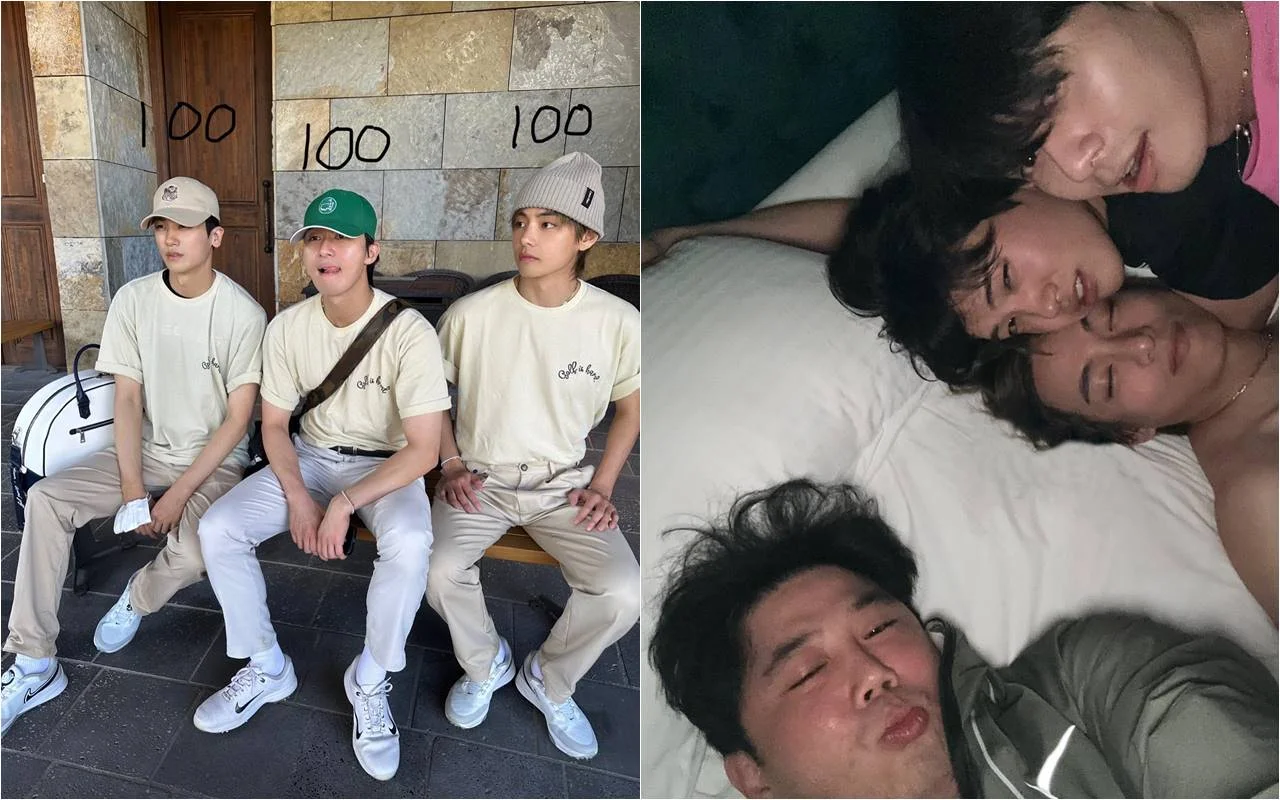 V BTS Pamer Foto Tidur Bareng Seranjang Bareng Wooqa Hyungsik-Park Seo Joon