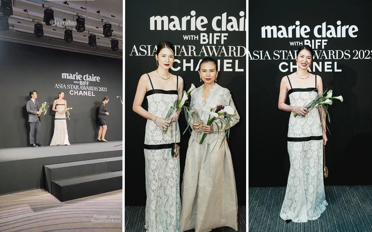Gaun Sama dengan Kim Go Eun, 7 Momen Laura Basuki di Marie Claire Asia Star Awards 2023