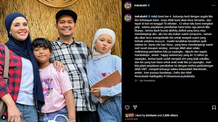 Indra Bekti dan Aldila Jelita Rayakan Ultah Pernikahan ke-13