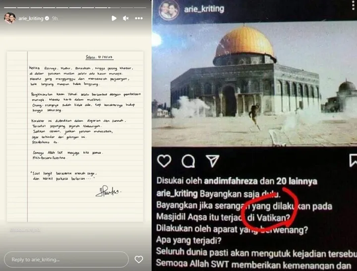 Dulu Opininya Bikin Murka, Arie Kriting Kembali Beri Dukungan Untuk Palestina
