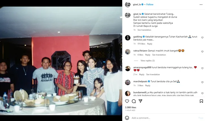 Gisella Anastasia Berduka, Ucapan Belasungkawa Gading Marten Jadi Sorotan