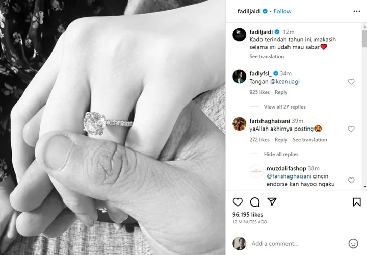 Fadil Jaidi Bikin Syok Pamer Tangan Perempuan Bercincin di Momen Ultah