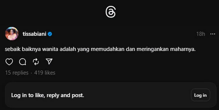 Tissa Biani Kode Mahar, Segera Nikahi Dul Jaelani?