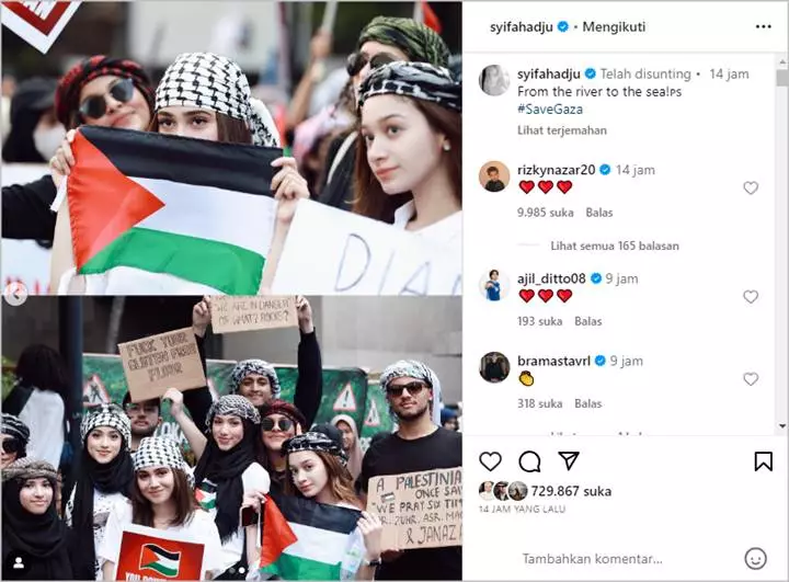 Syifa Hadju Ikutan Aksi Demo Bela Palestina, Reaksi Rizky Nazar Disorot