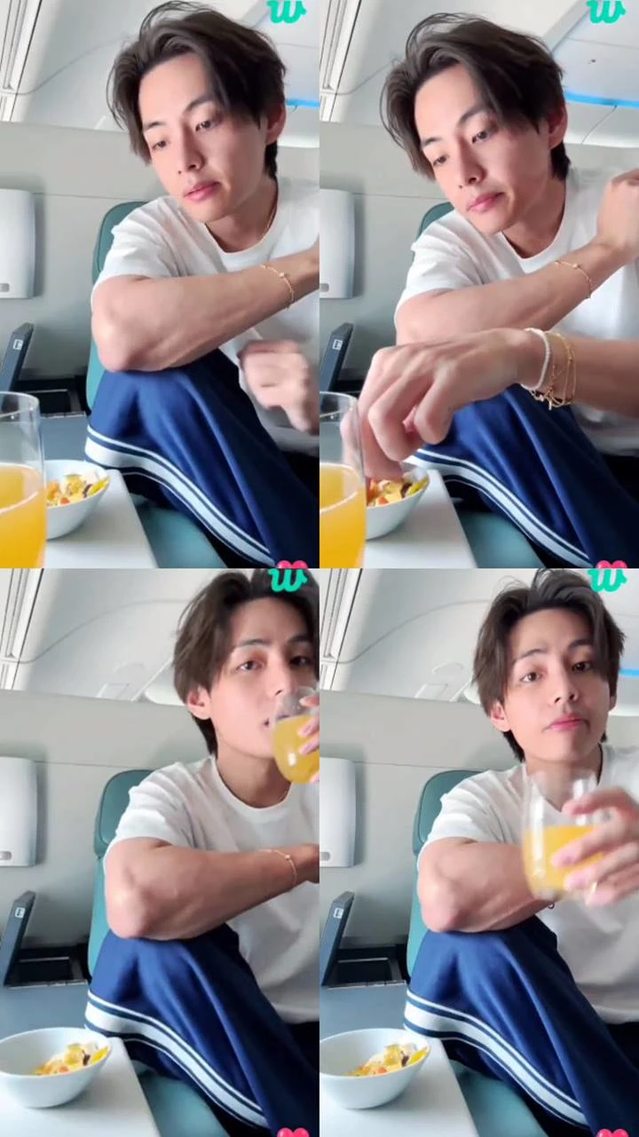 Berangkat Bak Sultan, V BTS Gercep Tampil Ala Anak Rumahan di Kabin First Class