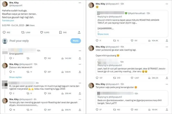 Tayangan Saat Roasting Ganjar Pranowo Cuma Sedikit, Kiky Saputri Buka Suara Usai Dikira Takut
