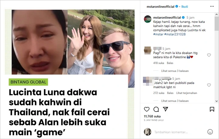 Kabar Perceraian Lucinta Luna Disorot Media Asing, Netizen Lokal Protes Keras