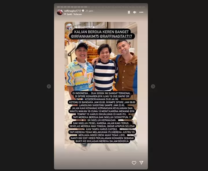Kesamaan Sikap Raffi Ahmad dan Irfan Hakim di Belakang Kamera Mendadak Tuai Sorotan