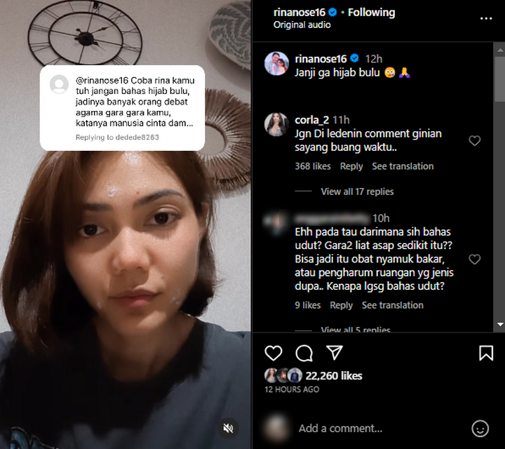Rina Nose Minta Maaf Usai Dilarang Bahas Hijab