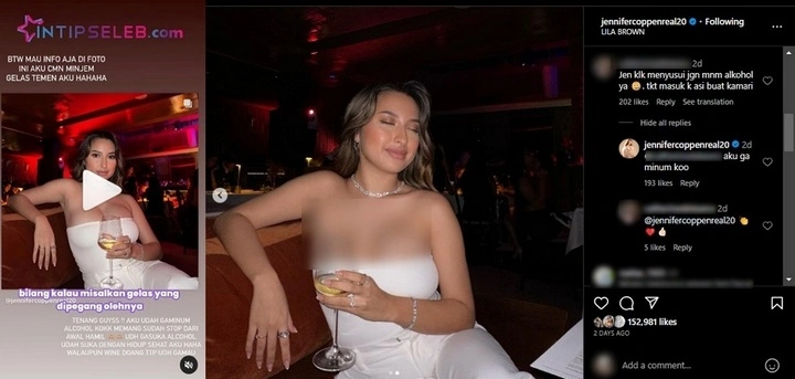 Jennifer Coppen Klarifikasi Minum Alkohol Saat Menyusui