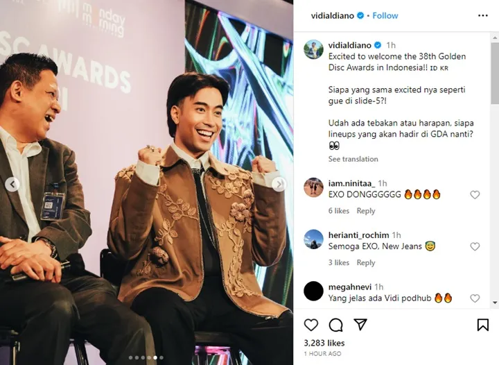 Vidi Aldiano Excited Ambil Bagian di Golden Disc Awards 2024