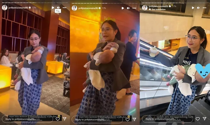 Prilly Latuconsina Jadi Tontonan Pengunjung Mal Saat Gendong Bayi