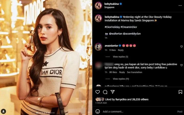 Beby Tsabina Kena Sentil Usai Kepergok Hadiri Acara Dior