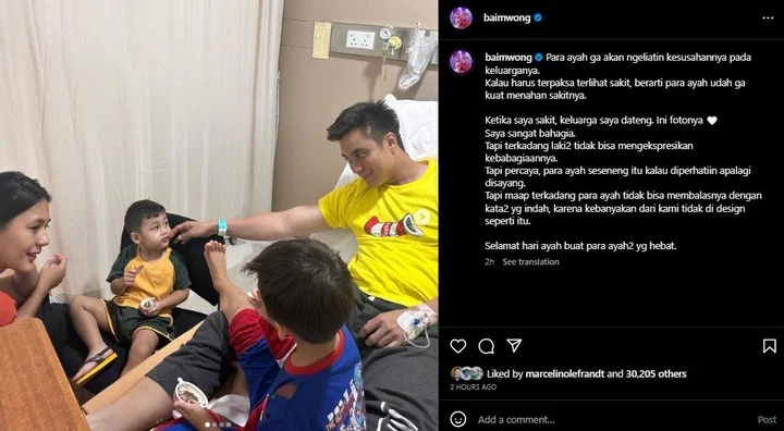 Baim Wong Tulis Pesan Menyentuh