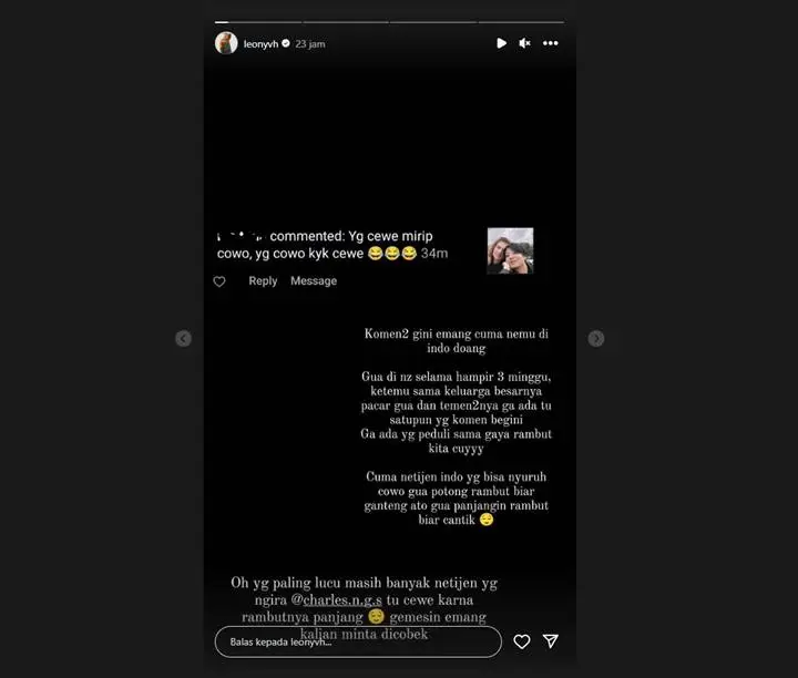 Leony Vitria Sentil Netizen yang Nyinyiri Gaya Rambut Pacarnya