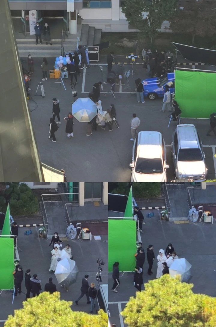 IU Tertangkap Kamera Kenakan Gaun Pernikahan di Lokasi Syuting ‘Thank You for Your Hard Work’